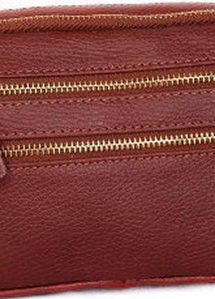 Вместительная кожаная мужская сумка 30118, рыжая1 фото