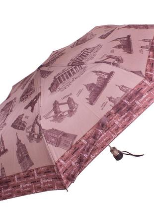 Бежевый женский зонт полуавтомат airton z3615-103  антиветер2 фото