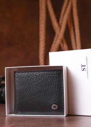 Мужской кошелек st leather 18319 (st160) кожаный черный8 фото