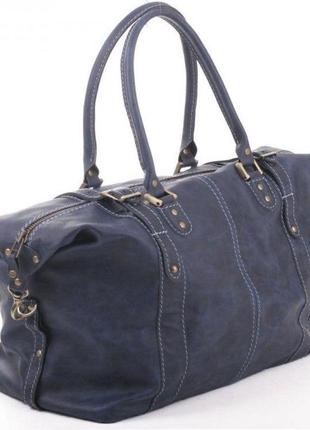Дорожная сумка саквояж  manufatto 32 л кожаная,  синий1 фото