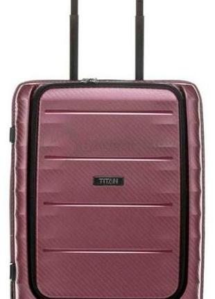 Пластиковый чемодан titan highlight merlot s 4 колеса на 42 л бордовый1 фото