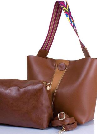 Женская сумка из экокожи eterno etk719-10 коричневый8 фото