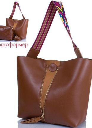Женская сумка из экокожи eterno etk719-10 коричневый1 фото