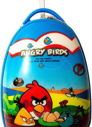 Пластиковый детский чемодан angry birds №092 голубой 22 л1 фото