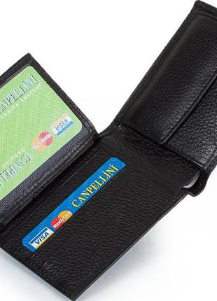 Функциональный мужской кожаный карманный кошелек canpellini shi1409-7 черный6 фото