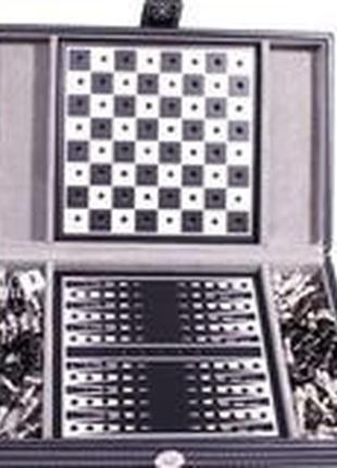 Набор настольных игр 3 в 1: шахматы, шашки, нарды в кожаном кейсе duke sg11502 фото