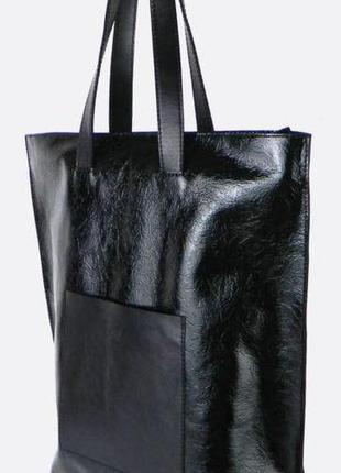 Женская кожаная сумочка svetlana zubko shopper, черная
