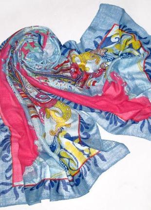 Широкий женский шарф 180 на 80 dress 372_голуб+розов