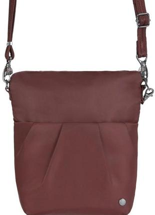 Женская сумка антивор из ткани pacsafe, бордовый