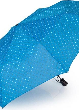 Женский полуавтоматический зонт happy rain, антиветер, голубой2 фото