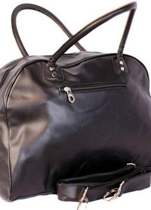 Спортивная сумка дорожного типа 19л. кожзам 30302 черная6 фото