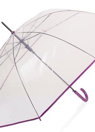 Зонт-трость женский полуавтомат happy rain u40970-4 прозрачный с фиолетовым1 фото