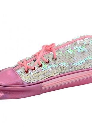 Пенал yes sneakers with sequins розовый