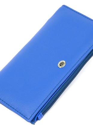 Практичный кожаный кошелек st leather 19379 голубой1 фото