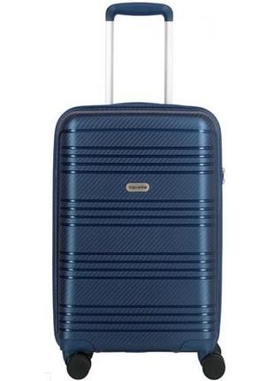 Пластиковый чемодан travelite zenit s 4 колеса на 36 л синий