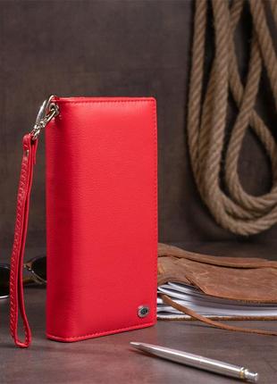 Вертикальный кошелек кожаный женский st leather 19275 красный9 фото