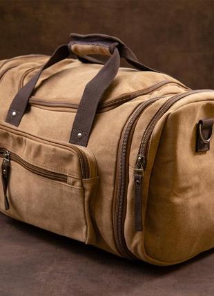 Дорожная сумка текстильная vintage 20666 коричневая6 фото