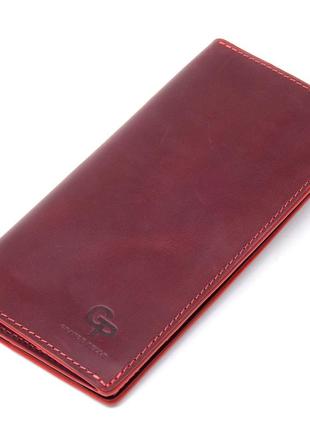 Кожаное винтажное портмоне grande pelle 11468 бордовый