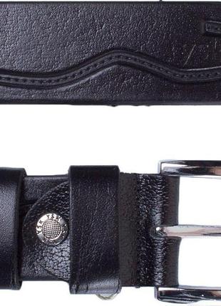 Кожаный мужской ремень y.s.k 3,5 см черный2 фото