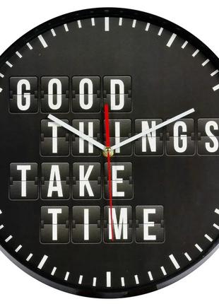 Часы настенные technoline good things take time черный1 фото