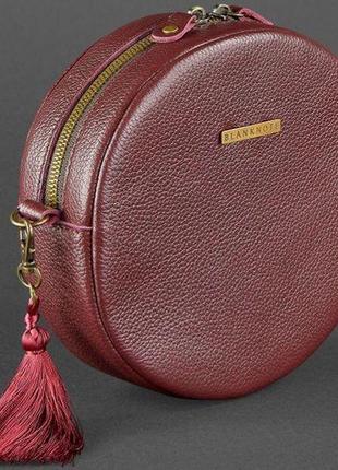 Женская круглая кожаная сумочка tablet blanknote bn-bag-23-marsala, бордовый7 фото