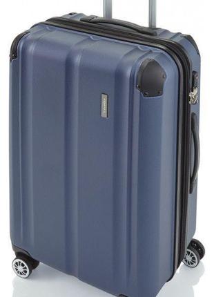 Большой пластиковый чемодан travelite city tl073048-20 78 л, синий