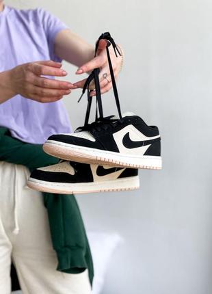 Женские кроссовки nike air jordan 1 black beige 36-37-38-393 фото