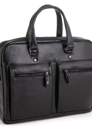 Кожаный мужской портфель giorgio ferretti, черный