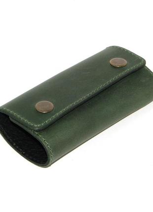 Подарочный набор dnk leather №11 (ключница + обложка на права, id паспорт) зеленый2 фото
