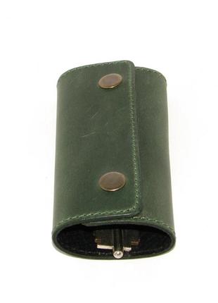 Подарочный набор dnk leather №11 (ключница + обложка на права, id паспорт) зеленый5 фото