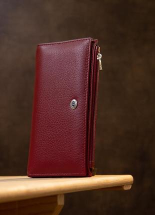 Стильный кожаный кошелек для женщин st leather 19380 темно-красный6 фото