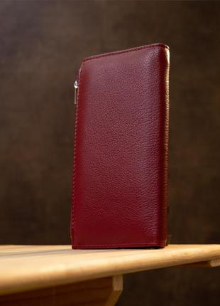 Стильный кожаный кошелек для женщин st leather 19380 темно-красный7 фото