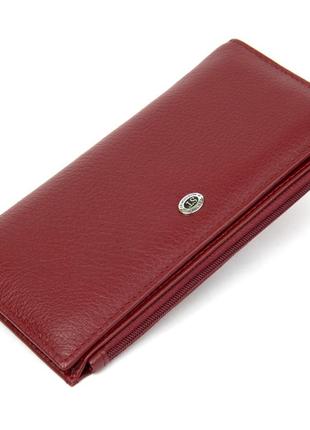 Стильный кожаный кошелек для женщин st leather 19380 темно-красный1 фото