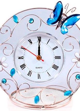 Красивые настольные часы голубая бабочка charme de femme 298-ck