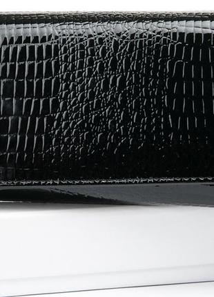Лаковый кошелек, женский sergio w501 black, черный1 фото