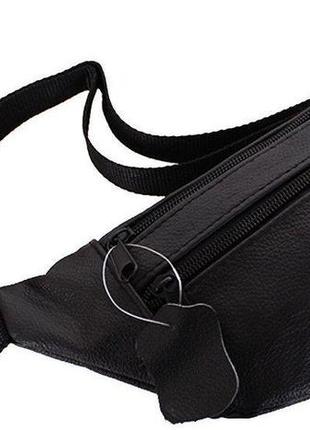 Кожаная сумка на пояс swan, черная4 фото