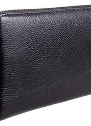 Качественный мужской кожаный клатч black002-3 черный1 фото