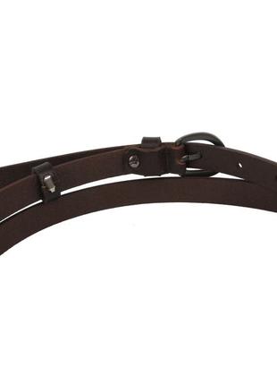 Узкий женский кожаный ремень, пояс skipper 1408-15 темно-коричневый4 фото
