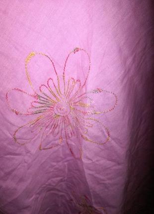 Хорошенькая,нежно-розовая,льняная юбочка на резинке,с вышивкой,в стиле бохо,14/18рр.3 фото