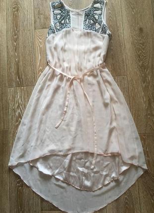 Двойное шифоновое платье с пайетками