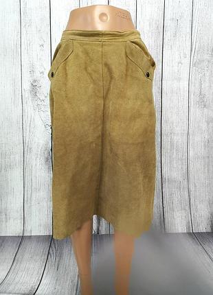 Юбка миди кожаная ris, замш, коричн