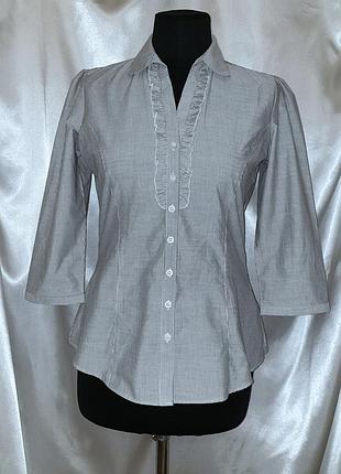 Стильная, модная рубашка, блуза в мелкую полоску, рукав 3/4