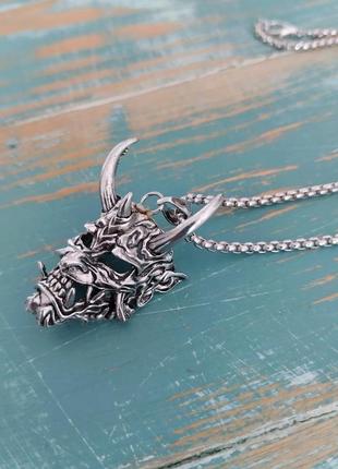 Колье ожерелье японская маска с рожками