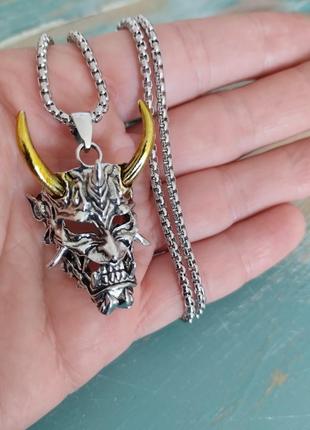 Колье ожерелье японская маска с рожками