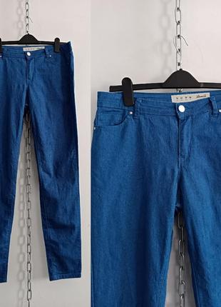 Джинсы ярко-синего цвета летний джинс тонкие denim co, eur 42(l)