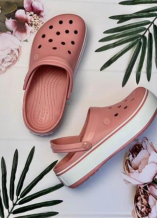 Сабо крокс на платформі crocband Shoes рожеві