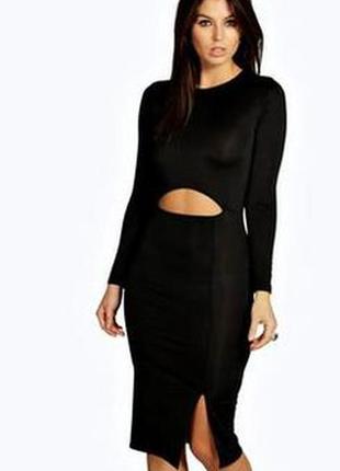 Платье, миди, облегающее, черное