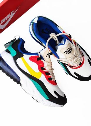 Жіночі кросівки nike air max 270 react білі бірюзові жовті з червоним та синім капсула прозора реактивна найк піна react