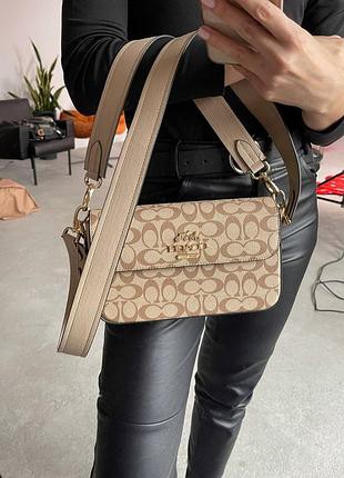 Сумка в стиле coach shoulder bag beige monogram 5