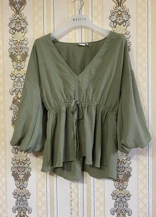 Стильная блузочка, оливковый цвет, блузка2 фото